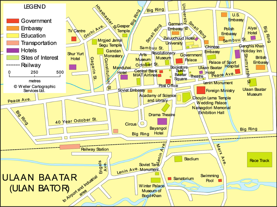 Central Ulan Bator Map Horseback Mongolia   Downtown Map Of Ulaanbaatar 962x720 